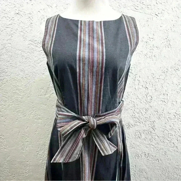 L.L. Bean Signature stripe apron dress with tie size 10 - Picture 3 of 9